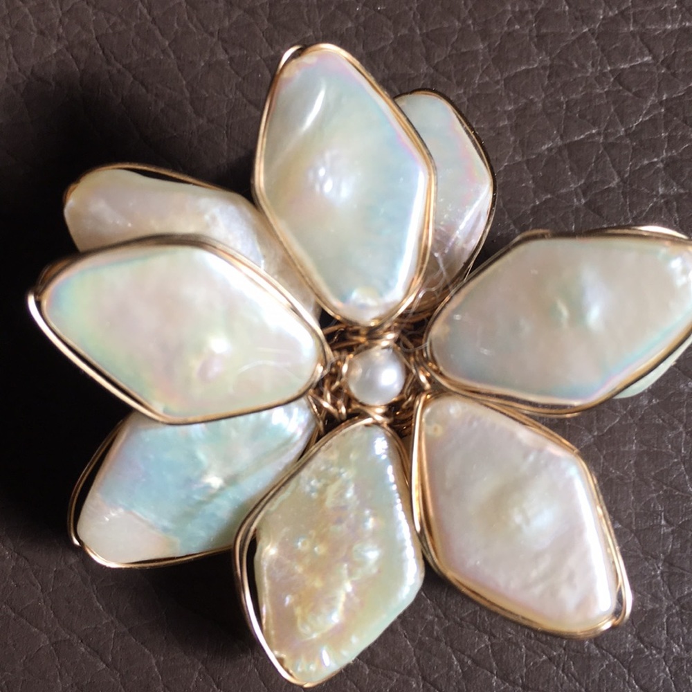 Hand made in New York - Gold Pearl Brooch